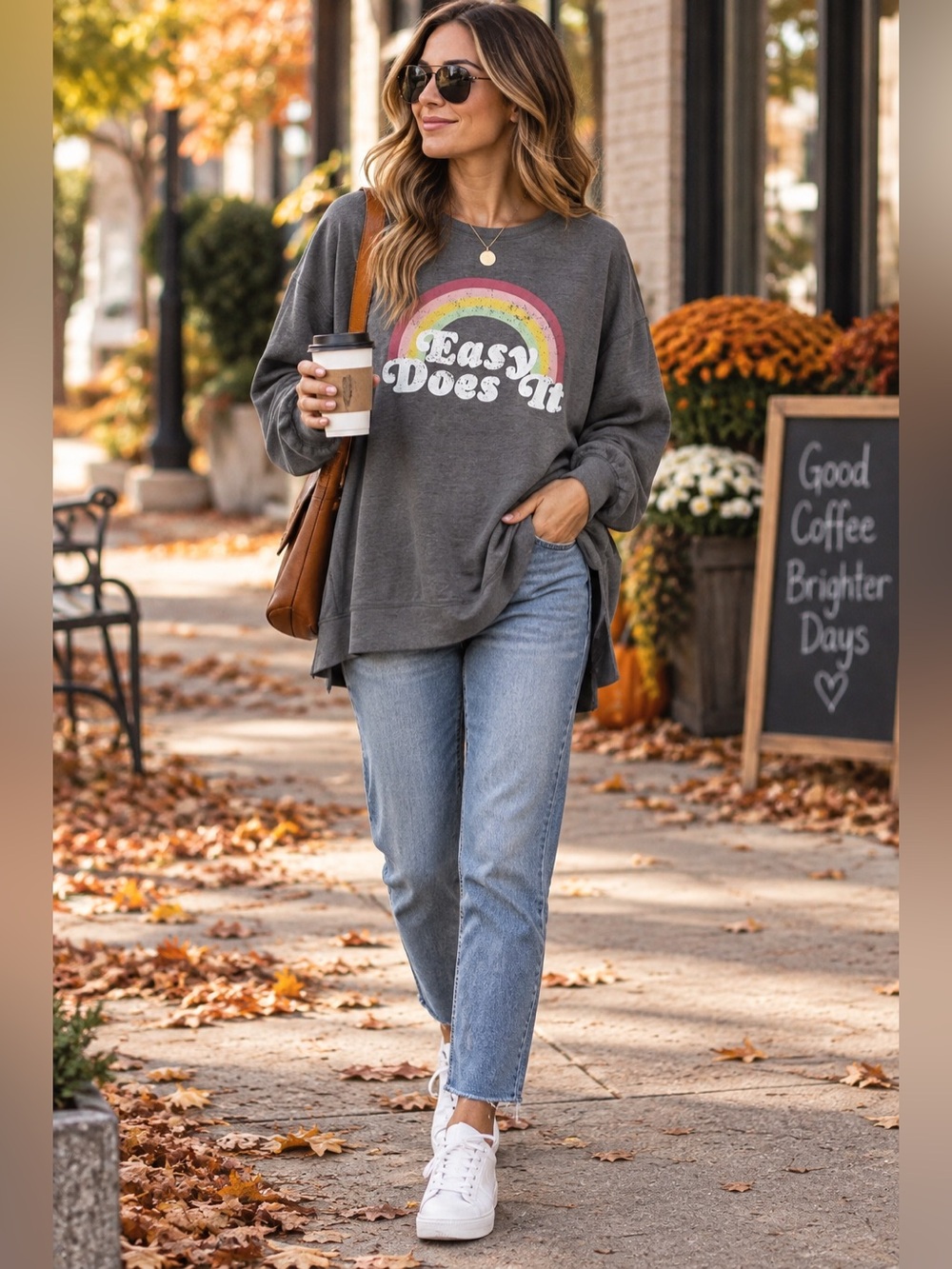 WILDFOX XL Easy Does It Rainbow Sweatshirt Cozy & Oversized